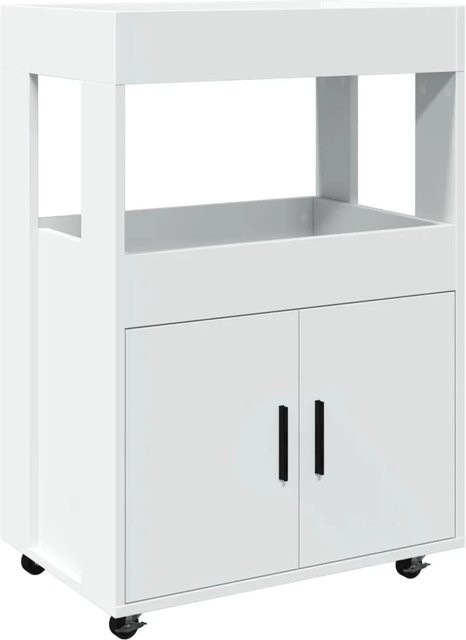 vidaXL Barwagen Weiß aus Holzwerkstoff mit Rollen B/T/H: 60 x 39,5 x 89 cm - Bild 1