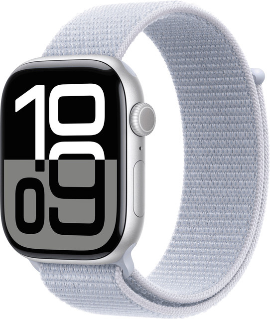 Apple Watch Series 10 GPS 46mm Silver Aluminium mit Blue Cloud Sport Band - Bild 1