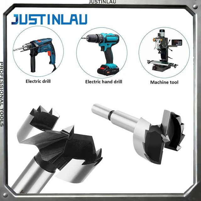 JUSTINLAU Hochkarbon-Stahl Flügelbohrer Set 6-41mm, selbstzentrierender Holzbohrer aus Edelstahl in Silber - Bild 1