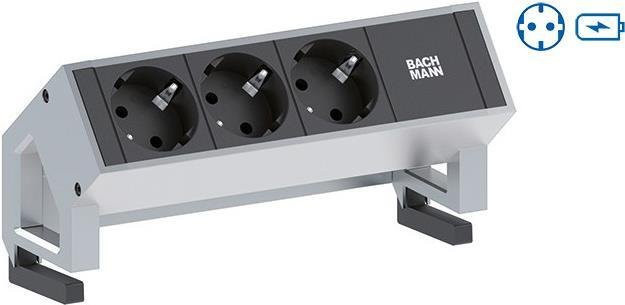 Bachmann DESK2 Tischsteckdose mit 1x Schutzkontakt und 1x USB Charger in Inox/Silber (902.5712) - Bild 1