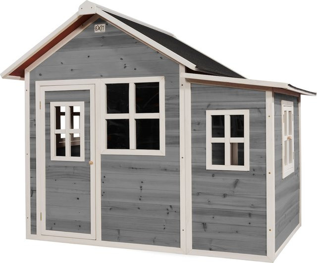 EXIT Toys Loft 150 Holzspielhaus aus Zedernholz in Grau, B/H/T: 149 x 159 x 188 cm - Bild 1