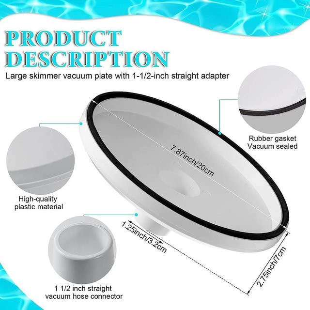 Skyfree Schwimmbad Skimmer Adapter Platte für Vakuumschlauch, Farbe: Grau - Bild 1