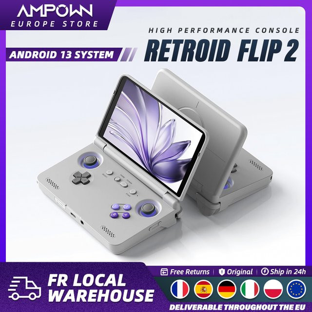 Retroid Pocket Flip2 Handheld Game Console mit 5,5 Zoll AMOLED Display, MTK Snapdragon Prozessor und Videoausgang in Weiß - Bild 1