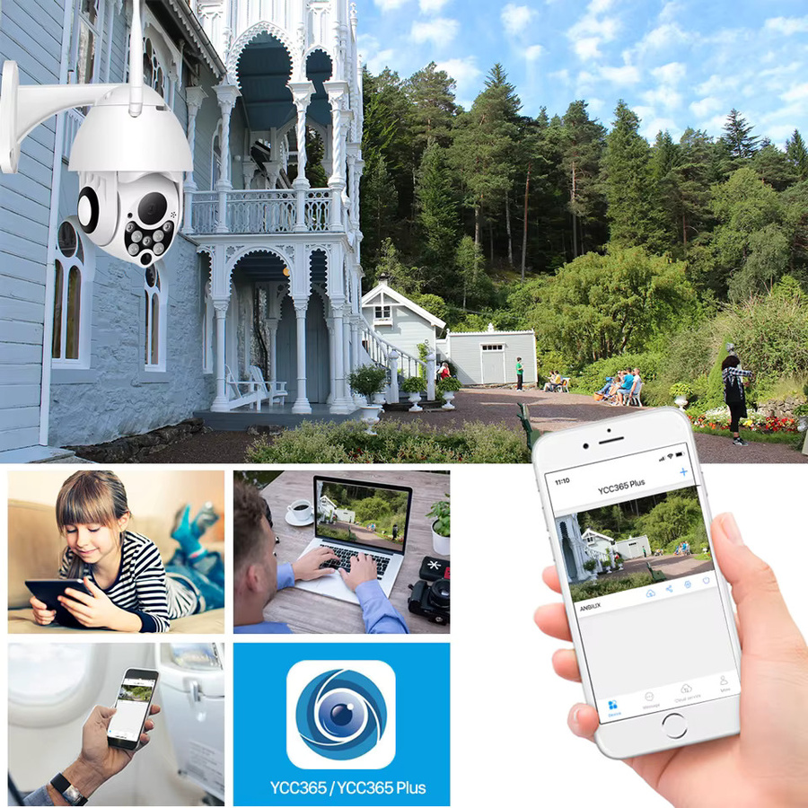 Abuntu YCC365 Plus PTZ Wifi Outdoor Kamera, 1080P HD CCTV Sicherheitssicherheitssensoren, 4x Zoom, Wasserdichte Speed Dome Drahtlose Überwachungskamera, Weiß - Bild 6