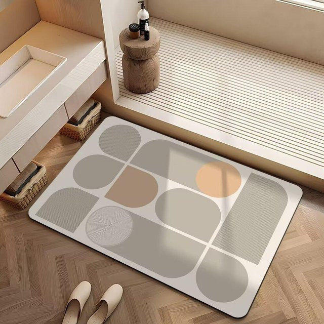 Creamy Air Badezimmer-Bodenmatte von Yiran Furniture in Beige, wasserabsorbierend, schnelltrocknend und rutschfest, B/T: 60 x 40 cm - Bild 1