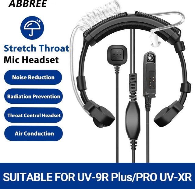 Baofeng Akustik-Hals-Mikrofon-Headset in Schwarz, wasserdichtes taktisches Akustikrohr für Baofeng UV-9R PRO und UV 9R Plus Walkie Talkie - Bild 1