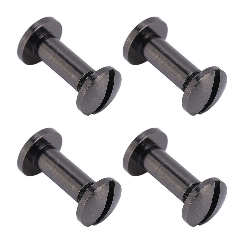 20 Set Koogeelife Bindnieten aus Zinklegierung mit Bogenschlitzschraubenkopf in Schwarz, B: 8 mm, T: 10 mm, H: 5 mm - Bild 4
