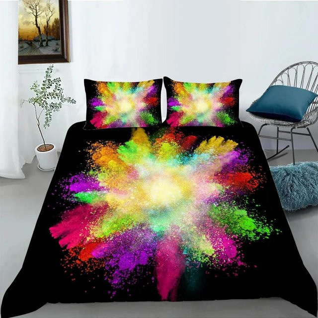 Bettwäsche-Set Your Warm Home mit abstraktem Aquarell-Design in Schwarz und Multicolour, Material Mikrofaser, B/H: 135 x 200 cm - Bild 1