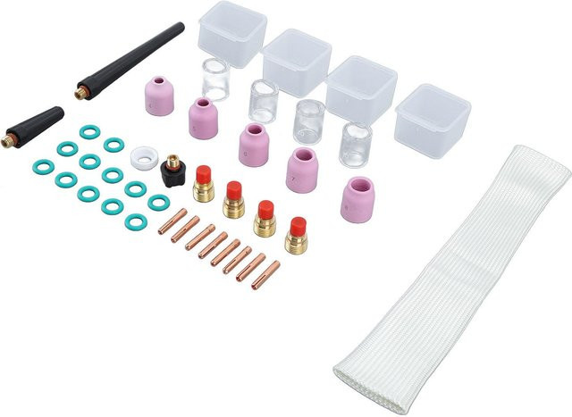 Koogeelife 38-teiliges WIG Gaslinsen-Kit mit Keramik-Glasbechern und O-Ring Dichtungen für WP9 20 Plasmaschneider Brenner Verschleißteile, Multicolor - Bild 1