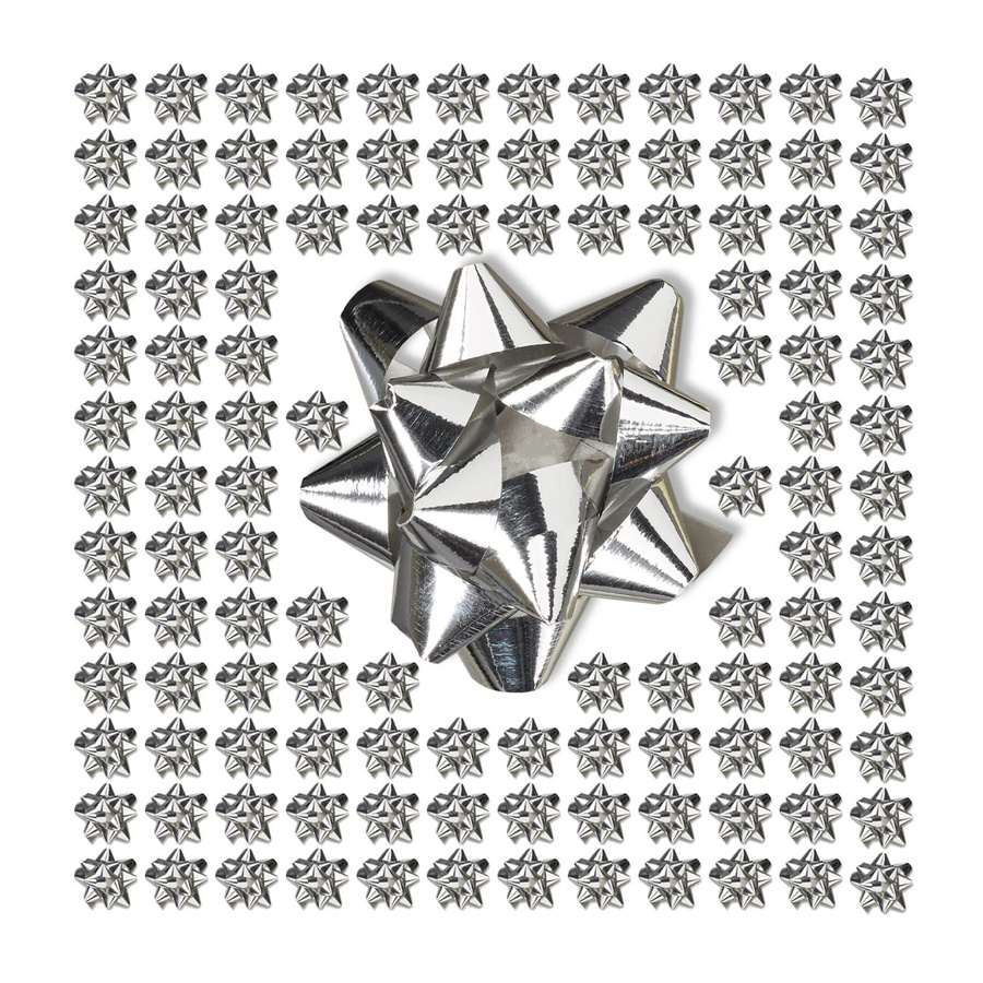 Relaxdays Geschenkschleifen 200er Set Silber Selbstklebend aus Kunststoff, B/H/T: 2 x 5 x 5 cm - Bild 2