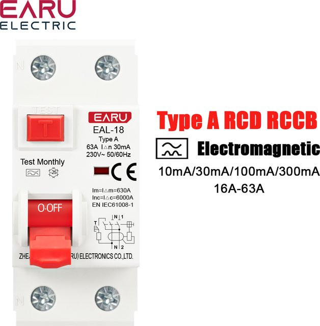 EARU 2er Set Typ A RCCB Fehlerstromschutzschalter RCD Differenzialschutzschalter in Weiß - Bild 1