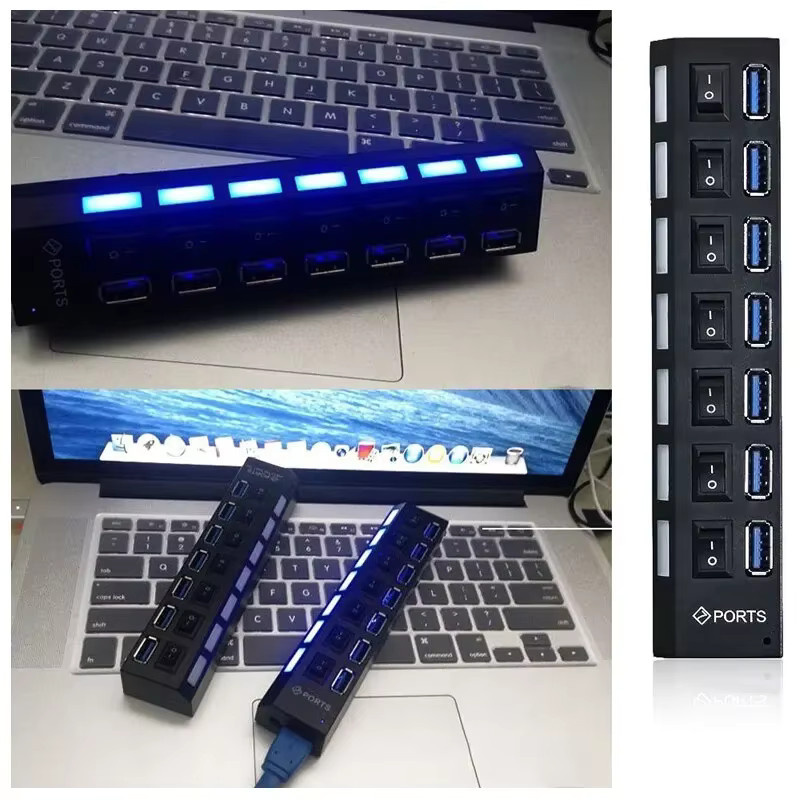 Switch 7-Port USB 2.0 Hub Extension Hub in Schwarz für PC, Laptop und Desktop - Bild 4
