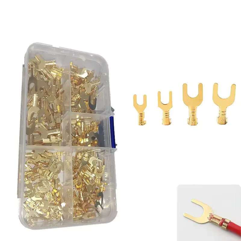 ELEXANGCO Kaltgepresste Terminal Stecker Set in Gold, Gabel-Typ Crimpen Kopf für Auto Verdrahtung und Boden Ring Steckverbinder - Bild 1