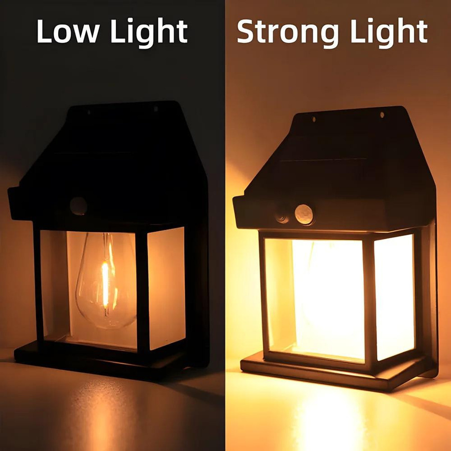 Meiteai-Home LED Solar Wandleuchte mit Bewegungssensor, Wasserdichte Außenleuchte IP65 für Garten und Haus, Warmweißes Nachtlicht in Schwarz - Bild 11