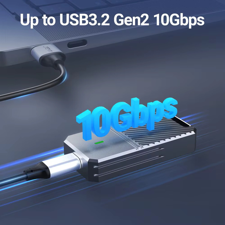 Jeyi NVMe M.2 SSD Gehäuse mit USB 3.2 10Gbps und USB-C Anschluss aus Aluminium - Bild 2