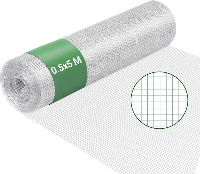 Wiltec Volierendraht aus verzinktem Stahl, silber, Maschenweite: 6,3 mm, Breite: 0,5 m, Länge: 5 m - Bild 1