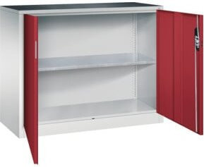 C+P Werkzeugschrank Acurado 7035/3003 in Grau-Rot mit Türen und Schloss, B/T/H: 100 x 120 x 50 cm - Bild 1