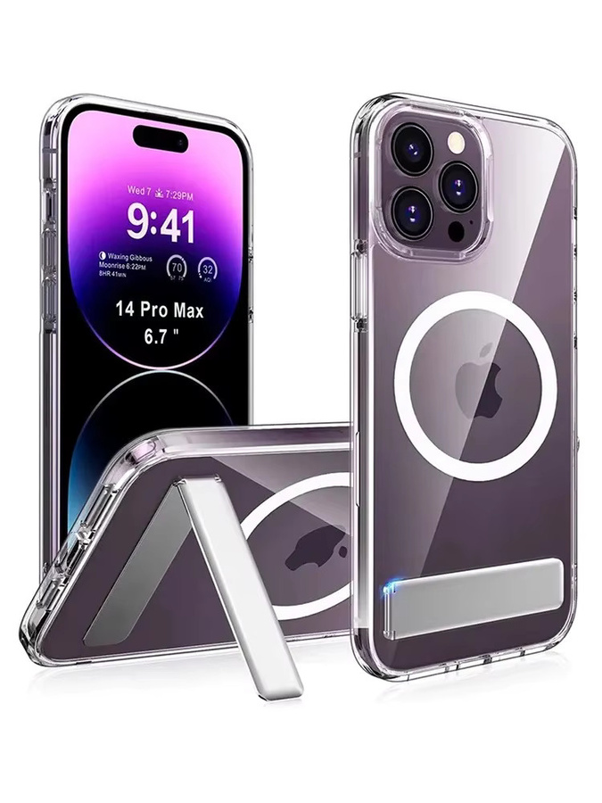 UYUXIO Handyhülle mit magnetischem Ständer für iPhone 15 Pro Max, 16, 17 Air, 14, 13, 12, 11 in Transparent - Bild 6