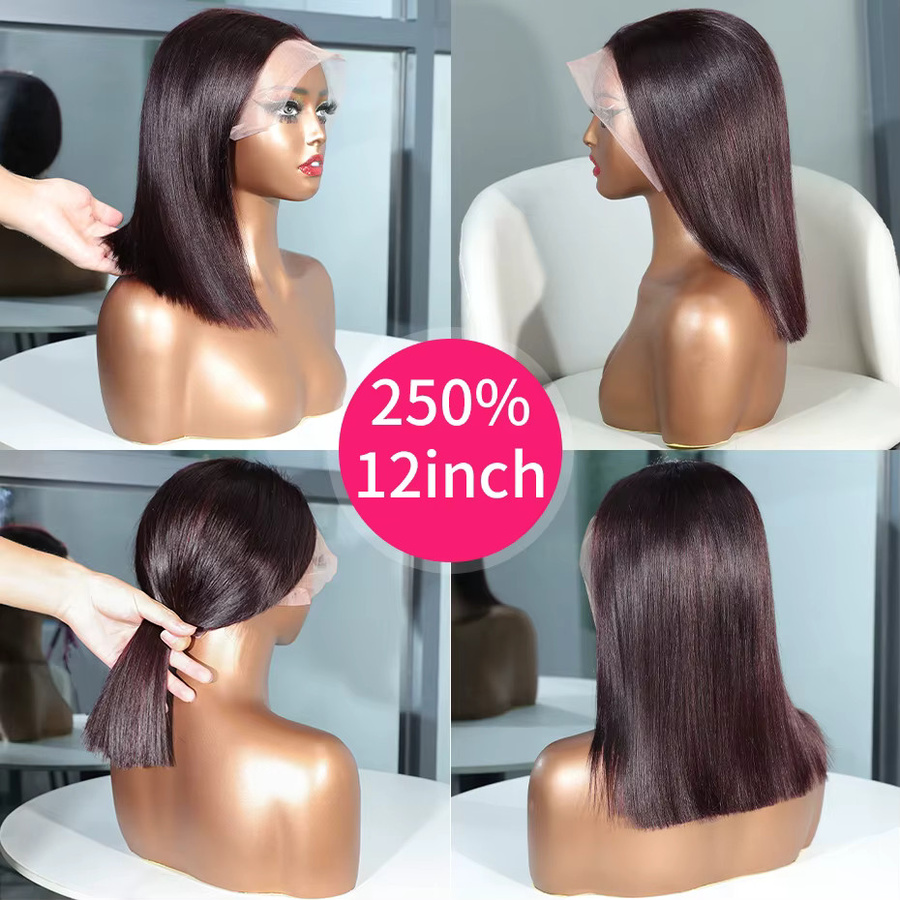 Urban Aura Lace Front Perücke, 100 % Echthaar, Burgunderrot, Bob-Schnitt - Bild 3