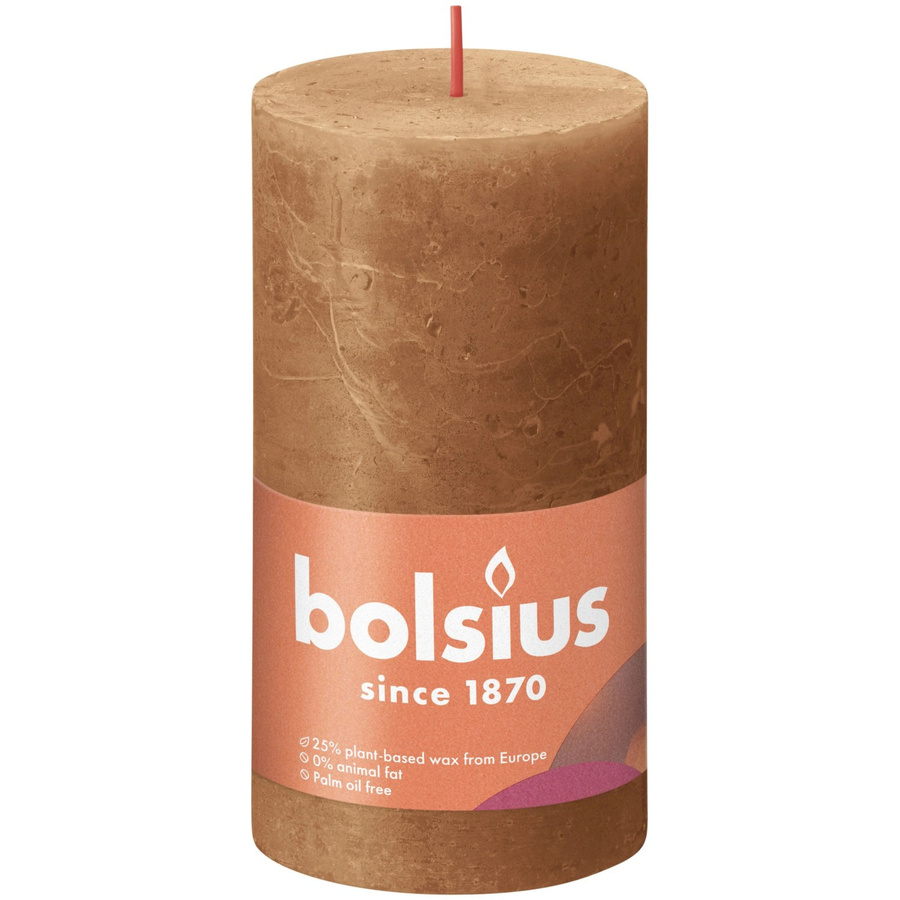 Bolsius Rustik-Kerze Shine in Gewürzbraun, Höhe: 130 mm, Durchmesser: 68 mm - Bild 2