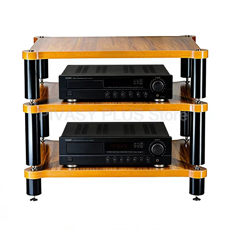 PIVASY HiFi-Audio-Rack in Braun für Heimkino, DJ und Studio mit 25 mm starken Regalböden und hoher Tragfähigkeit - Bild 5