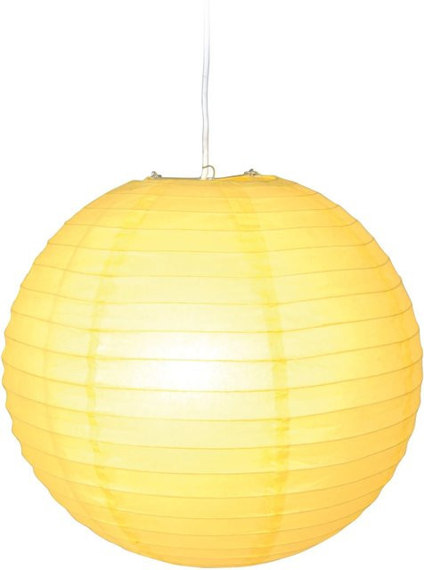 Näve Reißpapier-Pendelleuchte Lampion in Gelb mit warmweißem Licht - Bild 1