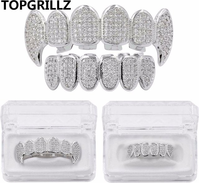 TOPGRILLZ Grill-Set, versilbert, Zirkonia - Bild 1