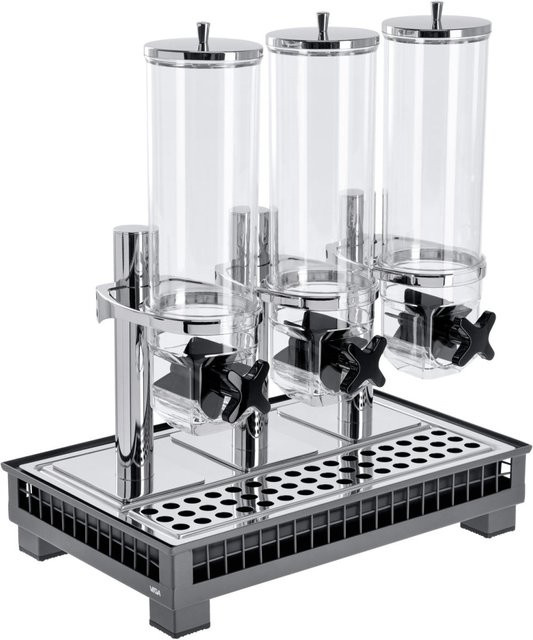 VEGA Müslispender Portland dreifach, GN 1/1, 3x 4l, anthrazit/transparent/edelstahl, B/T/H: 55,4 x 35,2 x 53,0 cm - Bild 1