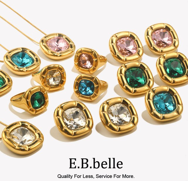 E.B.belle Ohrringe, Halskette, Ring, Edelstahl, Zirkonia, Damen - Bild 1