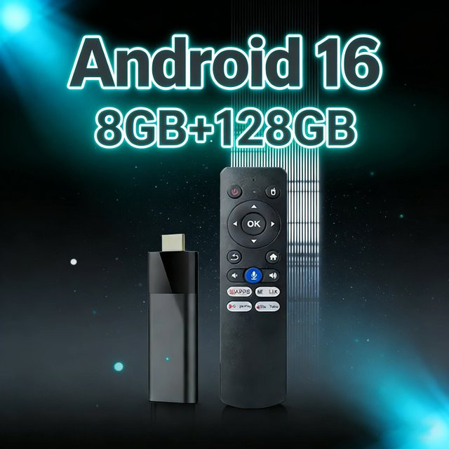 Android 16 Mini TV Stick Q12 ATV Smart TV Box mit Google Assistant, 8K Video, Bluetooth 5.4, Allwinner H313 und WLAN in Schwarz - Bild 1