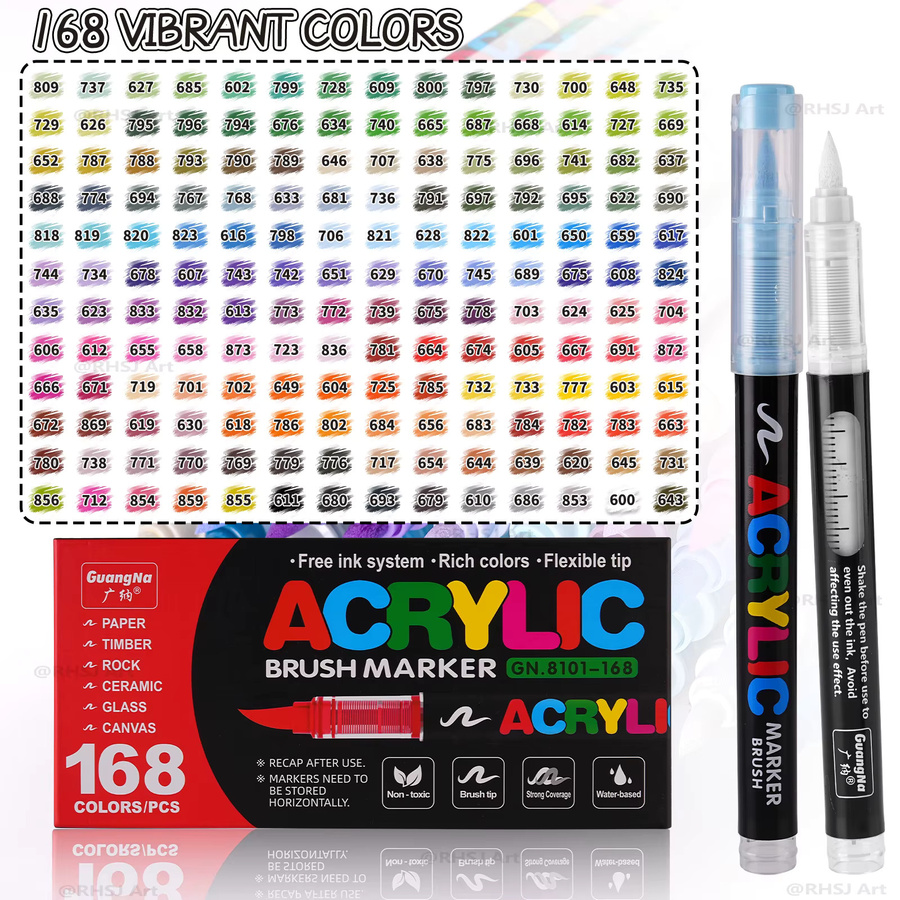 Professionelle Acryl-Farbmarker Set mit 168 Farben und weicher Pinselspitze für DIY-Handwerk in Multicolour - Bild 2