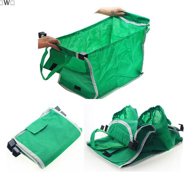 ieniaW Parque Umweltfreundliche Trolley-Tasche in Grün, faltbare und wiederverwendbare Supermarkt-Einkaufstasche mit großem Fassungsvermögen, B/H/T: 45,0 x 38,0 x 0 cm - Bild 1