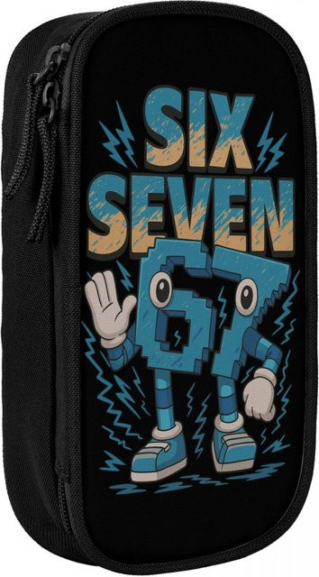 Fancy Style Studio Federmäppchen mit lustigem italienischem Meme-Design, schwarzes Canvas-Etui für Schule und Universität - Bild 1