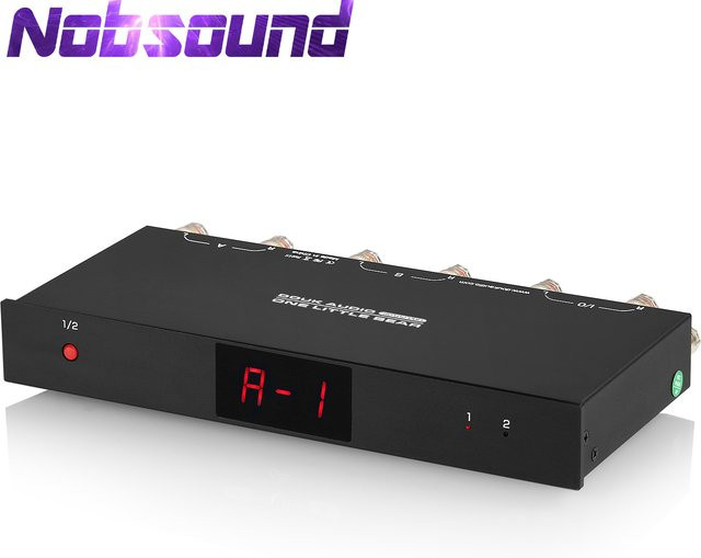 Nobsound SP102 2-in-1-zu-2-aus Audio-Splitter Passiver Verstärker mit LED-Anzeige und Fernbedienung, Schwarz - Bild 1