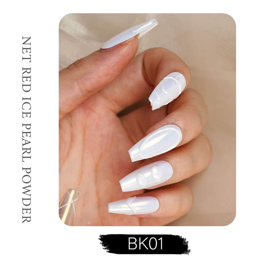 HNDO Nagelglitter Weißes Eis-Perlenpulver, Holographisch, Glänzend - Bild 2