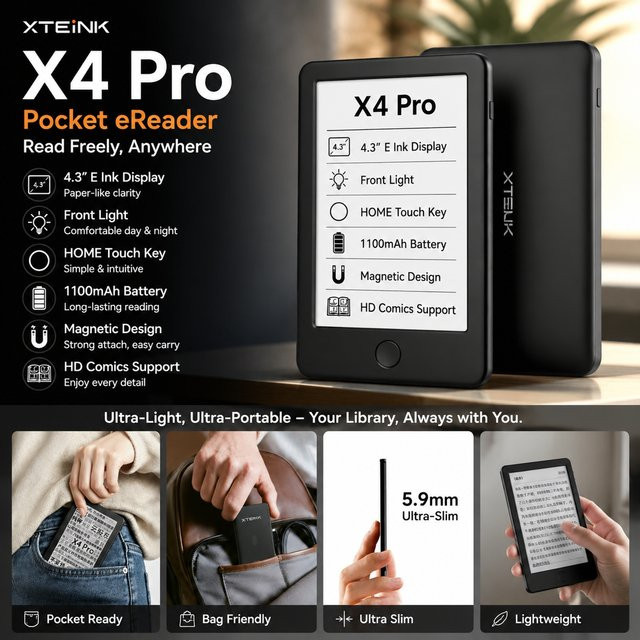 XTEINK E-Paper E-Book Reader mit 4,3 Zoll Display und 16GB Speicher - Bild 1