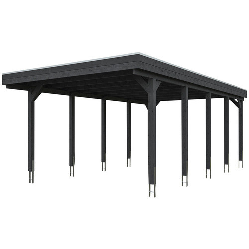 Skan Holz Carport Friesland aus Nadelholz in Schiefergrau mit EPDM-Dach, B/T: 397 x 708 cm, Höhe: 241 cm - Bild 3