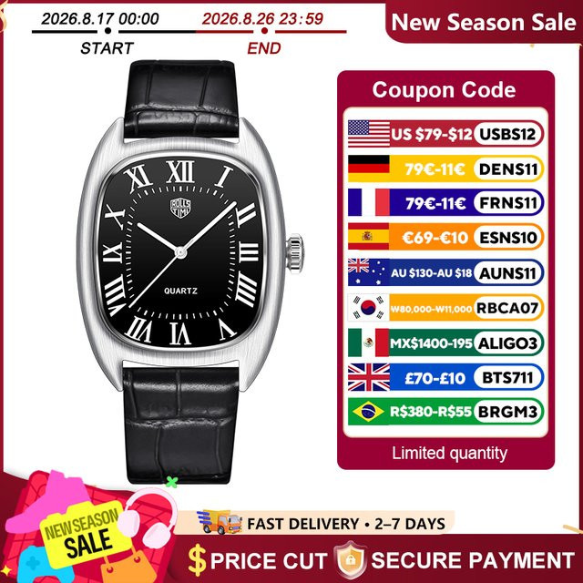 RollsTimi Armbanduhr, Quarz, Oval, Edelstahl, Leder, Weiß, Herren - Bild 1