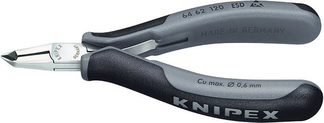 Knipex 64 62 120 ESD Elektronik- und Feinmechanik-Vornschneider mit Facette, Grau, Länge: 120 mm - Bild 1