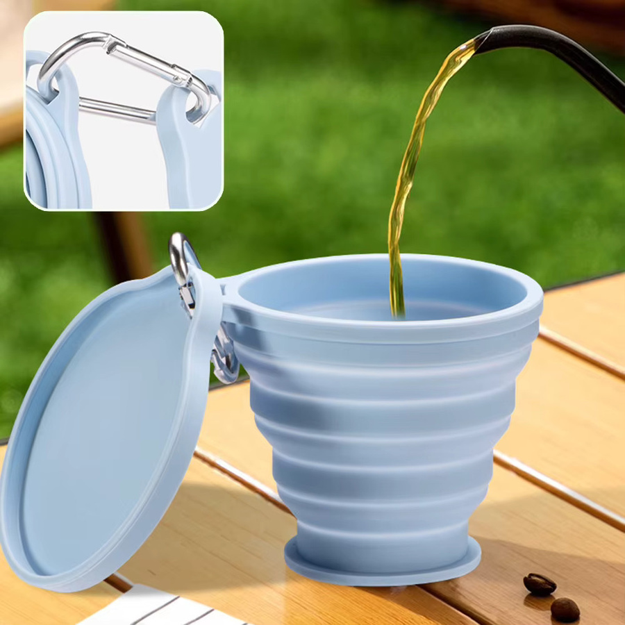 Zusammenklappbarer Silikon-Reisebecher von Multiyilego in Grün, wiederverwendbarer Wasserbecher aus lebensmittelechtem Kunststoff für Camping und Outdoor-Aktivitäten - Bild 2