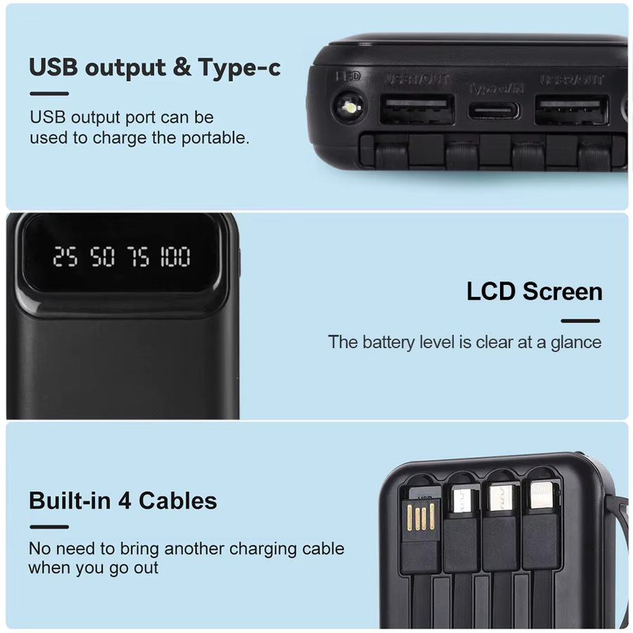 20000mAh USB-Schnellladegerät für Mobiltelefone in Schwarz mit USB-A Anschlüssen - Bild 2