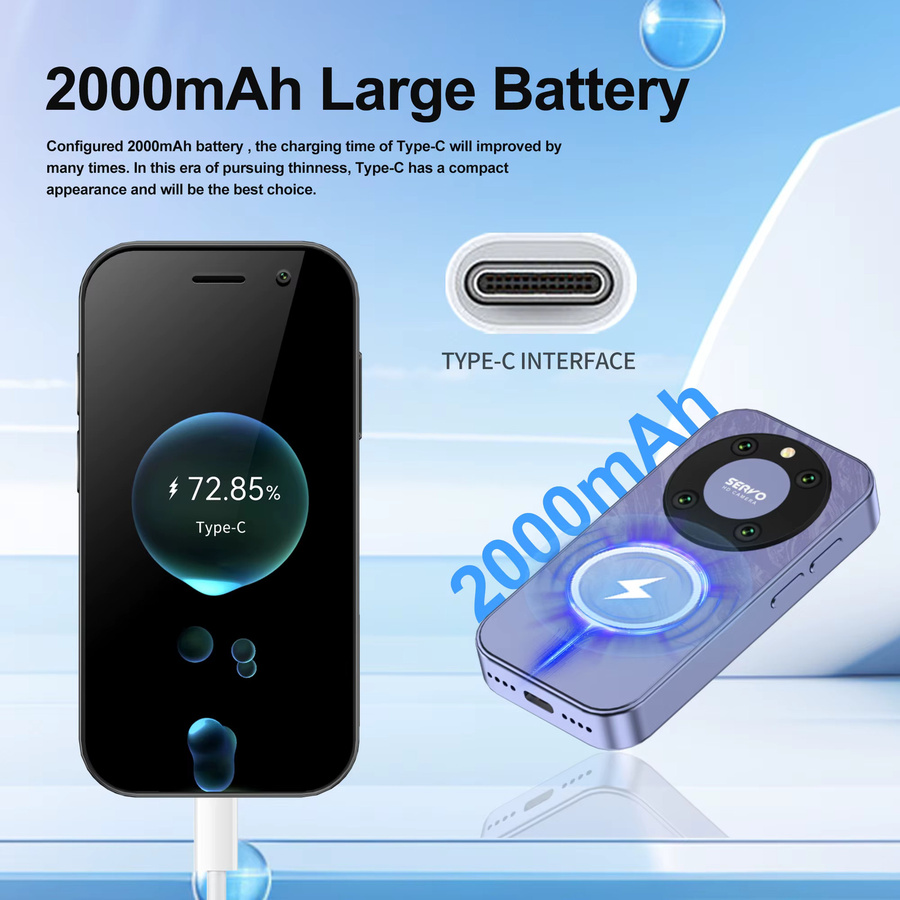 SERVO KING9000 Mini-Smartphone Schwarz mit 4G LTE, Android-System, 16 GB ROM, WiFi und 3.0 Zoll Display - Bild 4