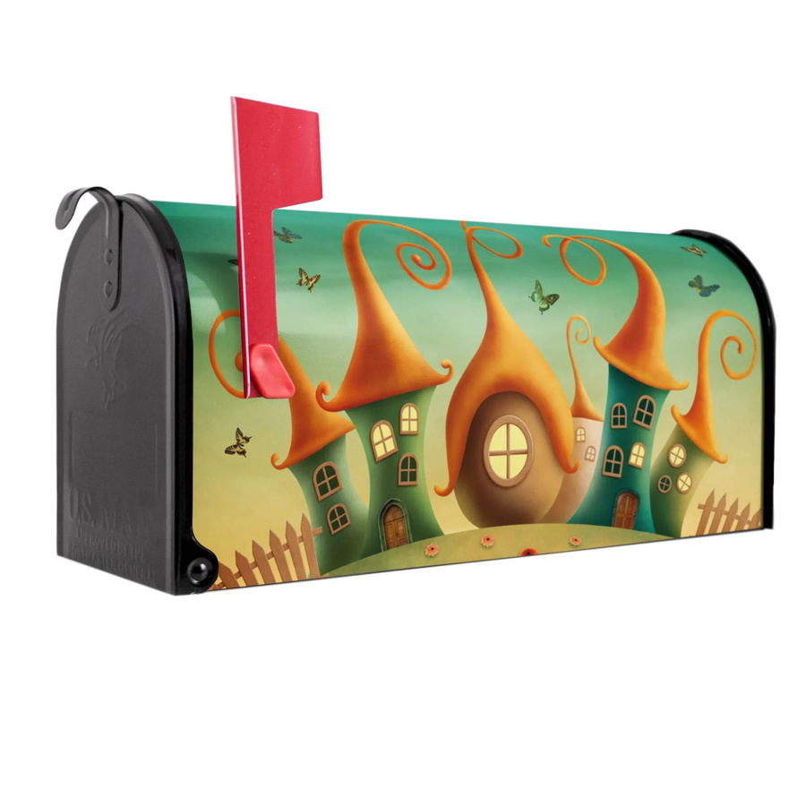 Banjado Amerikanischer Briefkasten Zwergenhausen in Schwarz aus pulverbeschichtetem Stahl, B/H/T: 48 x 22 x 16 cm - Bild 2