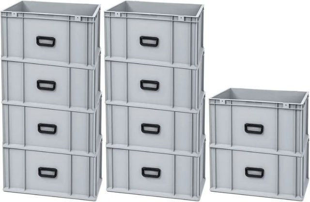 PROREGAL Spar Set 10x Eurobox Nextgen Portable Uno Transportbehälter Grau H x B x T: 32 x 40 x 60 cm - Bild 1