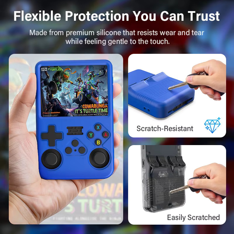 SPRINGCREAT Silikon Schutzhülle für R36S Handheld Spielkonsole in Blau oder Lila - Bild 4