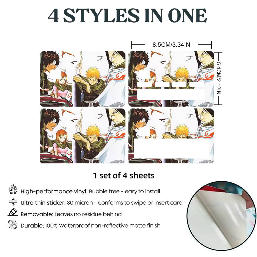 Wasserfester Anime Bleach PVC Aufkleber für Debit- und Kreditkarten in Multicolour mit mattem Film-Finish - Bild 2
