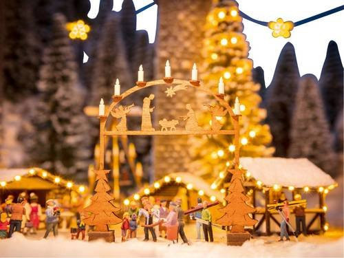 NOCH Weihnachtsmarkt-Eingangsbogen, Lasercutbausatz, H0, Holz - Bild 1