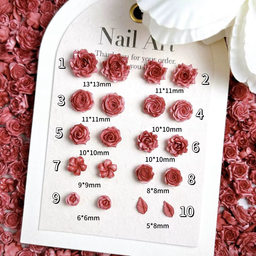Lotus Pfingstrose Rose Harz Nail Art Charms, 3D leuchtende Blattblumen, Nageldekorationen - Bild 2