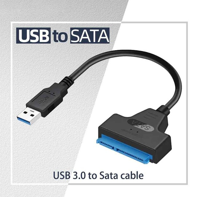 USB 3.0 zu SATA Typ C Adapter Konverter für 2,5 Zoll externe HDD und SSD Festplatten in Schwarz - Bild 1