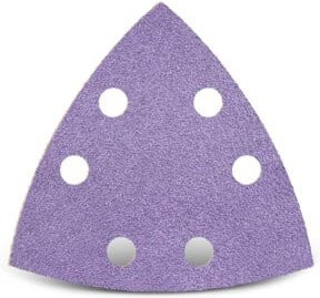 Menzer Klett-Schleifblätter für Deltaschleifer, Durchmesser: 9,3 cm, Körnung: K100, 6-Loch, VE 50 Stück, Farbe: Lila - Bild 1